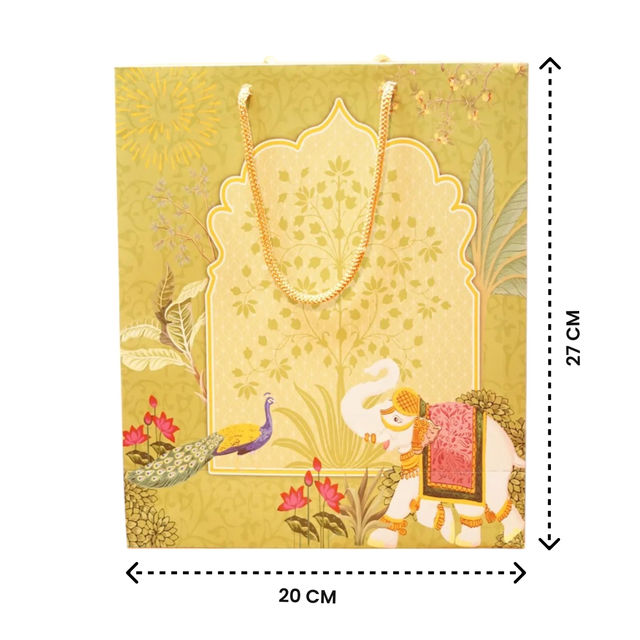 Servdharm Sage Green Elephant Print Medium Gift Bag