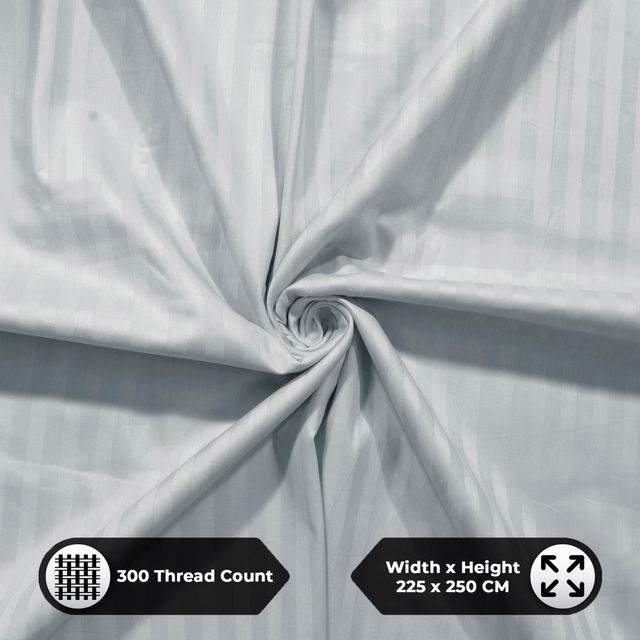 Story@Home 300 TC Light Grey Stripes Microfiber Double Size bedsheet with 2 Pillow Covers