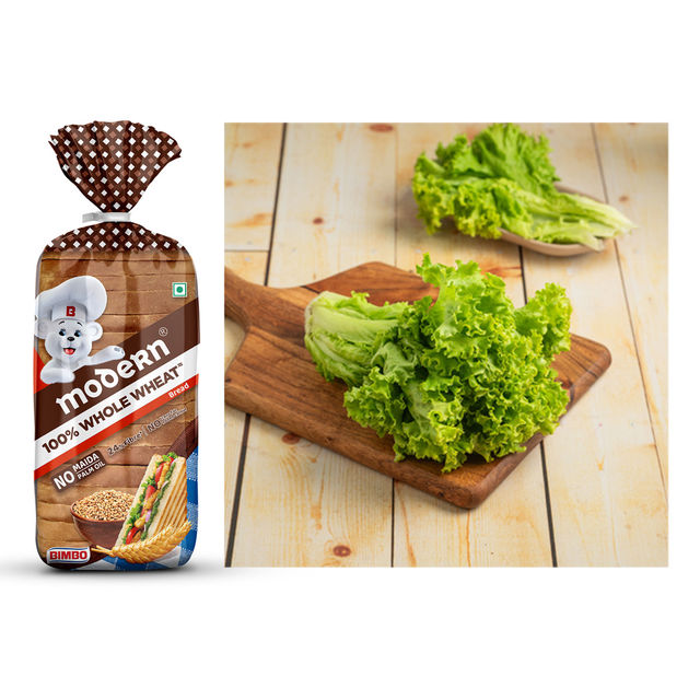 Modern 100% Whole Wheat Bread (Zero Maida, No Trans Fat) (400g) & Lettuce Green (100g) Combo