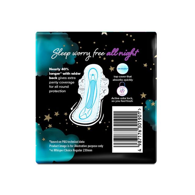 Whisper Bindazzz Night Sanitary Pads - XL+ (15pc) & Venus Razor(1pc) Combo