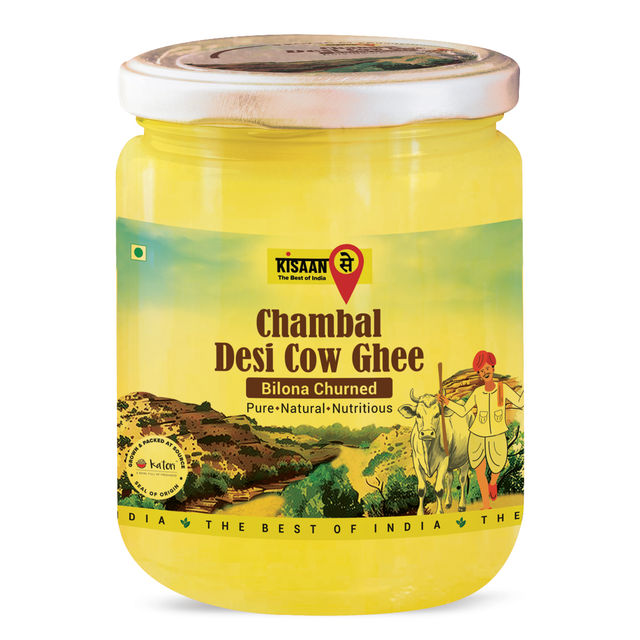 KisaanSay Chambal Desi Cow Ghee - Bilona Churned 500 ml X 2 Combo