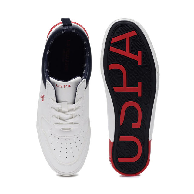 U.S. Polo Assn. Men's Men's Men Panelled Colour Block Clanal Sneakers Off white - UK 8