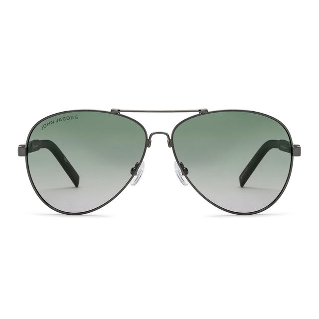 John Jacobs By Lenskart Unisex Metal Sunglasses | Gunmetal Green - Extra Wide