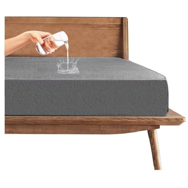 BAY6 Grey Terry Cotton 220 GSM Waterproof Mattress Protector For Single Size Bed