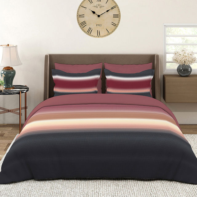 Layers Durathread Cotton Blend 225 CVC Pink King Bedsheet with 2 Pillow Covers