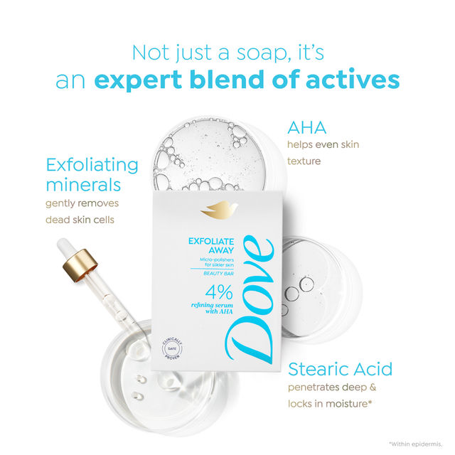 Dove 4% Refining Serum + AHA Exfoliate Away Serum Beauty Bar