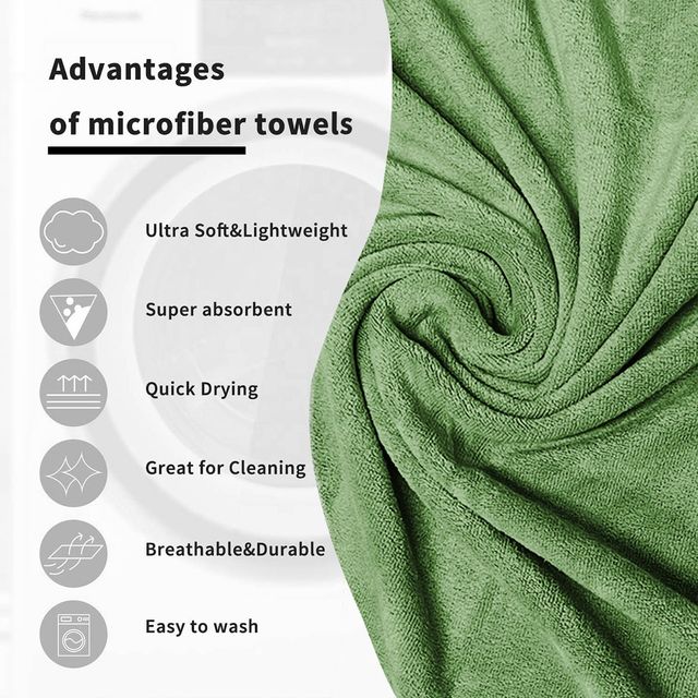 Sassoon Microfiber Large Bath Towel | Green | 70 x 145 cm