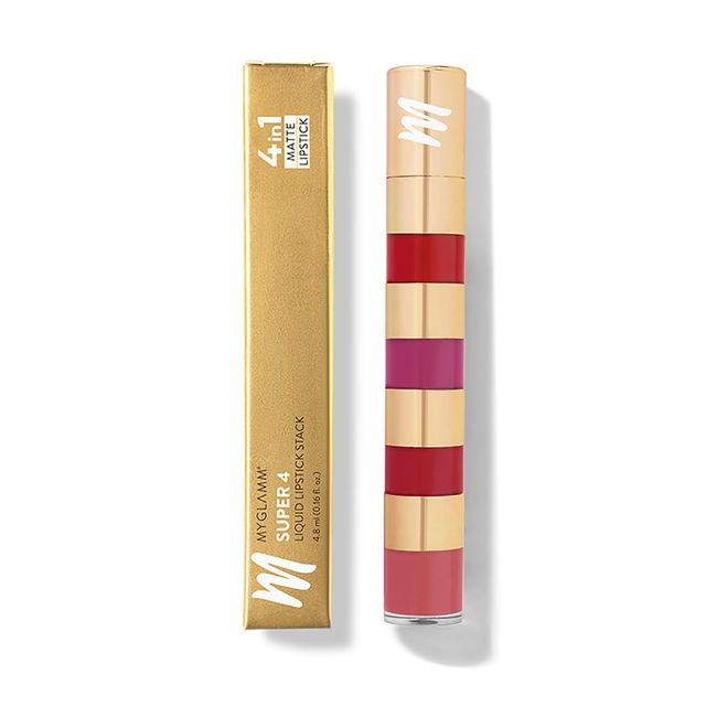 Myglamm Super 4-In-1 Matte Liquid Lipstick Stack - True Bolds