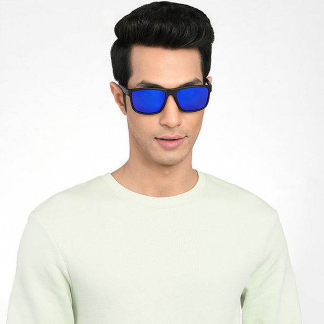 Vincent Chase By Lenskart Unisex Solid Metal Sunglasses | Blue and Black - L