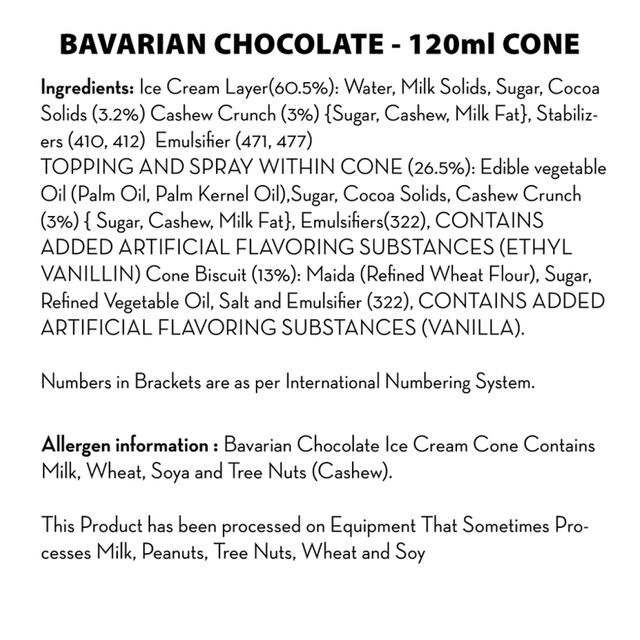 Baskin Robbins Bavarian Chocolate Ice Cream Cone 110 ml Combo