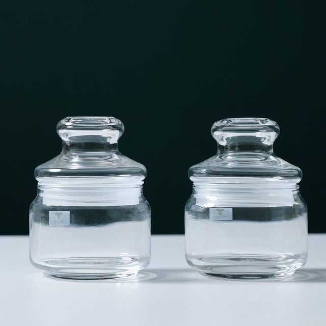 Ocean Pop Glass Jar Set With Glass Lid (325Ml, 2Pcs)
