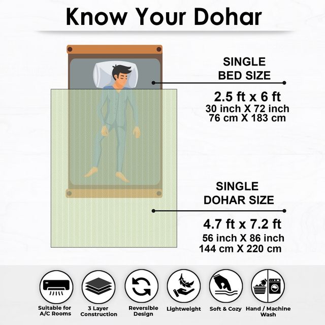 Story@home Printed Single Dohar/Duvet Cover (Cotton, Green) (220x144x2 cms)