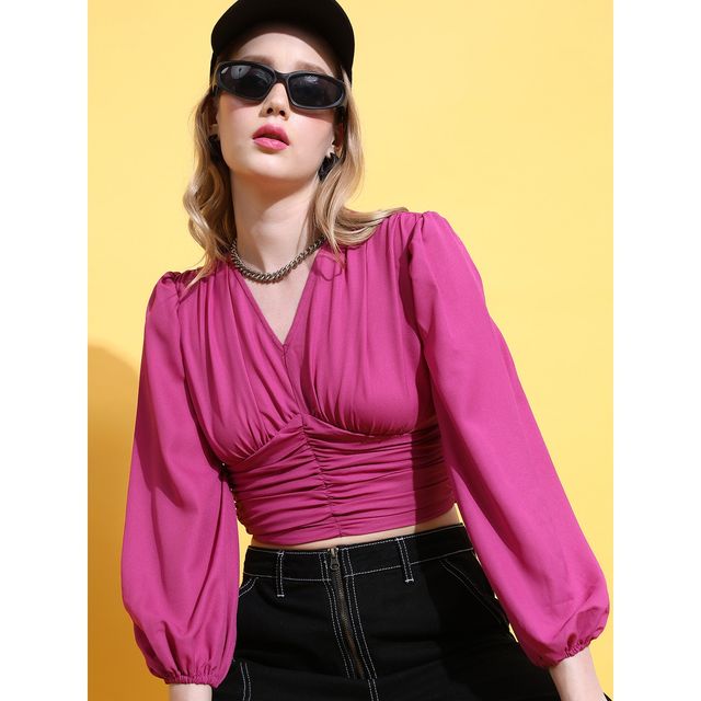 Ketch Women's Puff Sleeve Crop Top - Buy at ₹146 Online | Instant