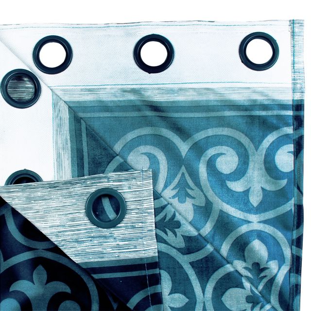 Story@Home 200 GSM Polyester Abstract 2 Piece Door Curtain | Blue & White