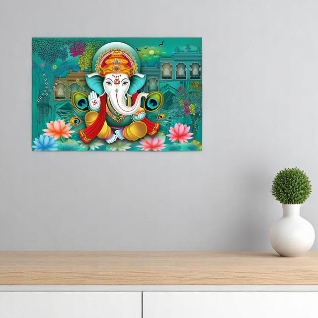Paper Plane Design Lord Ganesha Hindu Religious Wall Poster | Size 12 x 18 Inch | D21