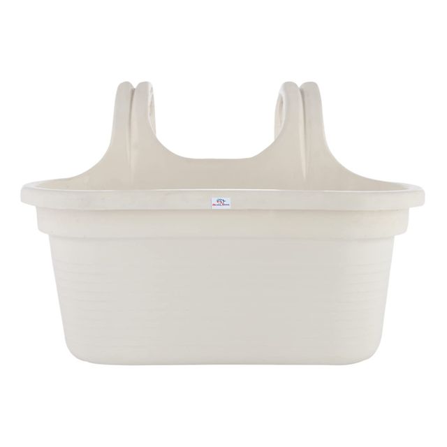 Kuber Industries Plastic 12 Inch Hanging Flower Pot|Double Hook Planter| For Balcony & Garden|White