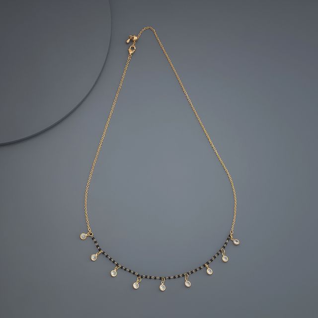 Kushal s Fashion Jewellery White Gold-Plated Zircon Trendy Mangalsutra | 441321