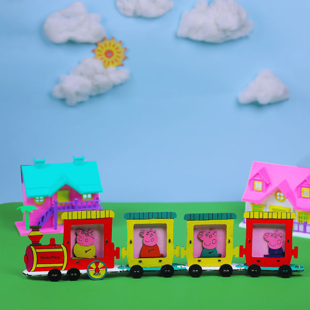 ThinkerPlace Peppa Pig DIY Mini Train Photo Frame | Build & Color Fun Train Toy (Age 3+)