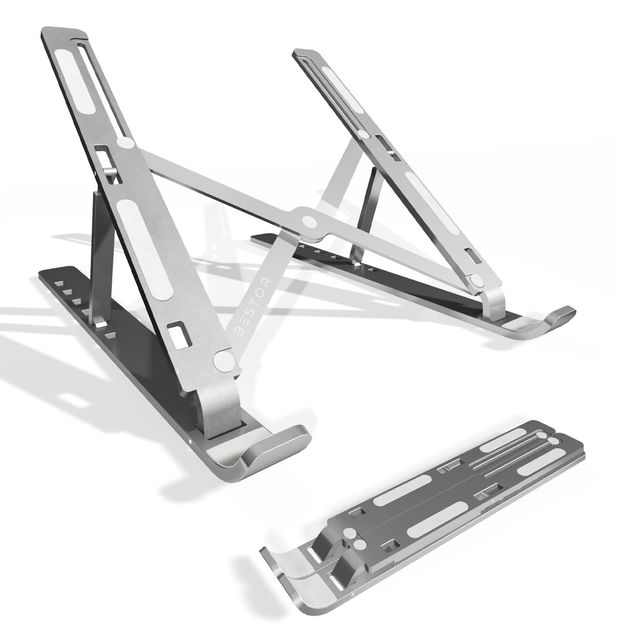 Bestor Foldable Laptop Stand Silver, Adjustable Aluminum Cooling Table