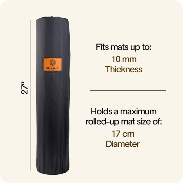 Boldfit Yoga Mat Cover Bag Black For Carrying Exercise Polyester Yoga Mat 