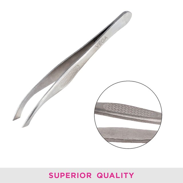 VEGA Tweezer - Slant Tip | Silver | (Tw-03)