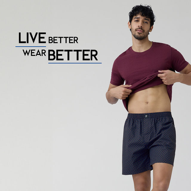 XYXX Astor IntelliEaze 100% Combed Cotton Printed Boxer | Back Pocket | Circle- L