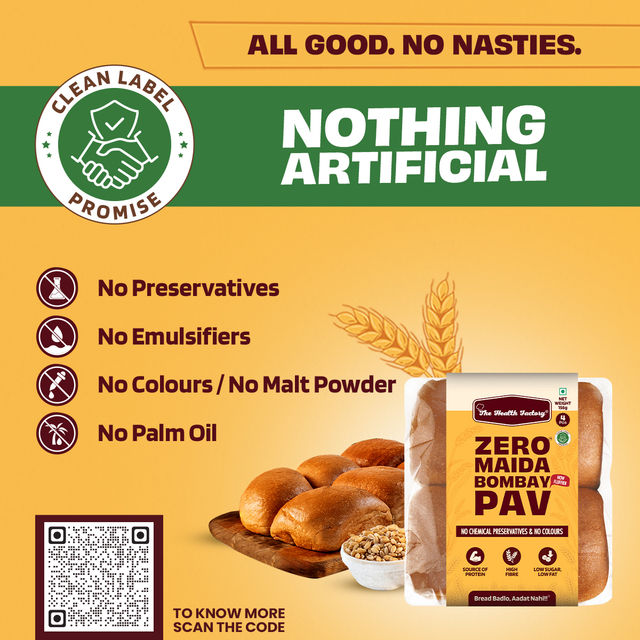The Health Factory Zero Maida Bombay Pav | Clean Label - Not Brown