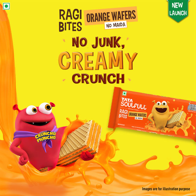 Tata Soulfull Ragi Bites Orange Wafers, No Maida, Wholesome Snack for Kids & Adults