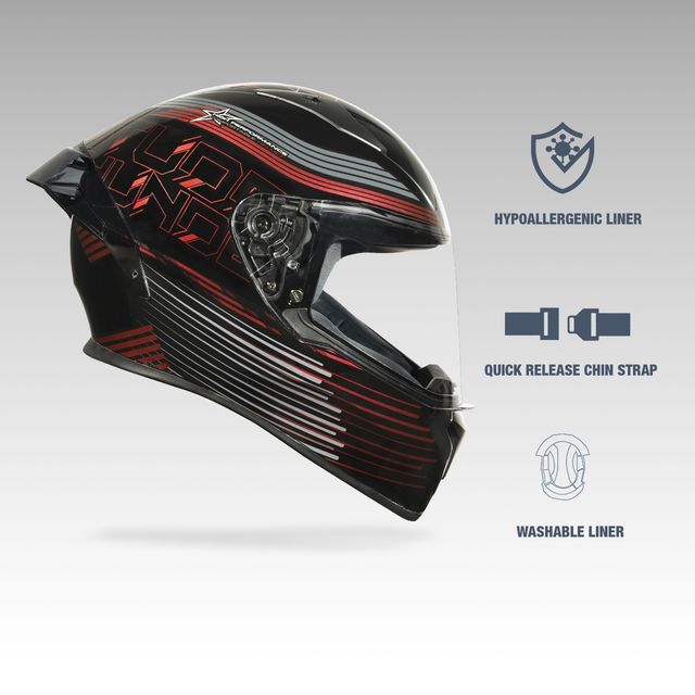 Studds Thunder D11 Full Face Helmet with Spoiler|Lava Red - L