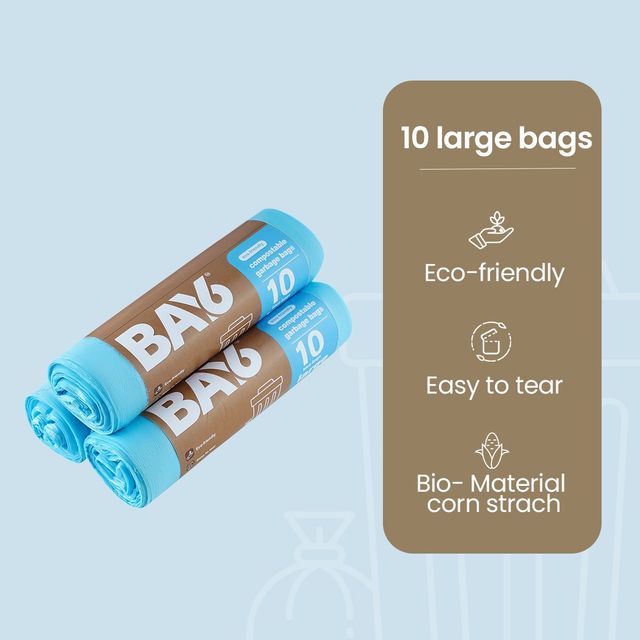 BAY6 Compostable Garbage Bags Roll - Large - 24 x 32 Inch - Blue