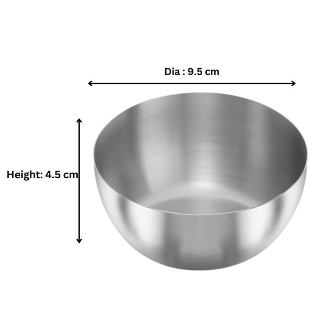 Limetro Steel 6 Pcs Steel Chikoo Bowls | Diameter - 9.5 cm | Capacity - 300 ml