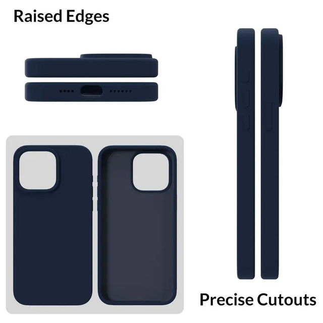 Sprig Premium Back Cover for Apple Iphone 14 Pro Max Liquid Silicone Shock Proof | Midnight Blue | MagSafe Compatible