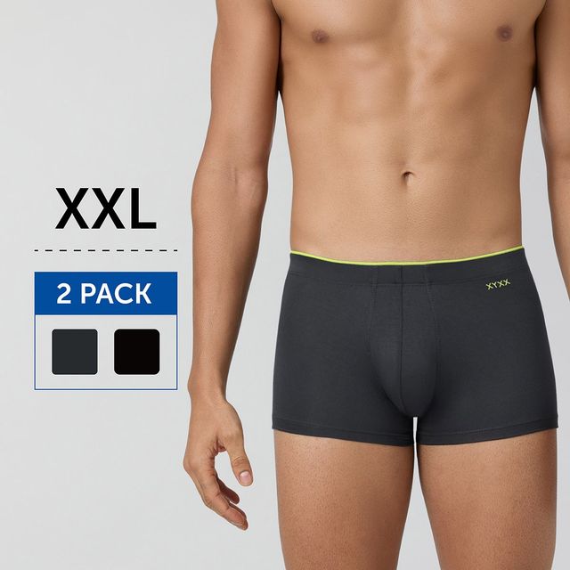 XYXX Uno Intellisoft Micro Modal Solid Trunk | Men s Innerwear | Pack Of 2 |Grey + Black - XXL
