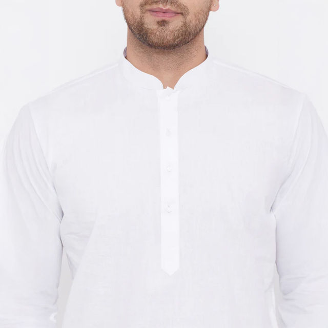Vastramay Men's Cotton Kurta | White - L