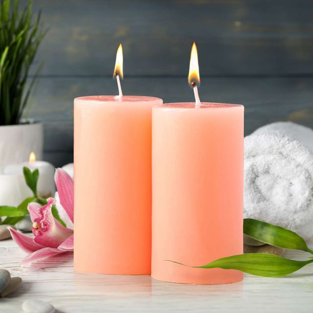 Iris Set of 2 Fragranced Pillar Candle | Peach Pomegranate