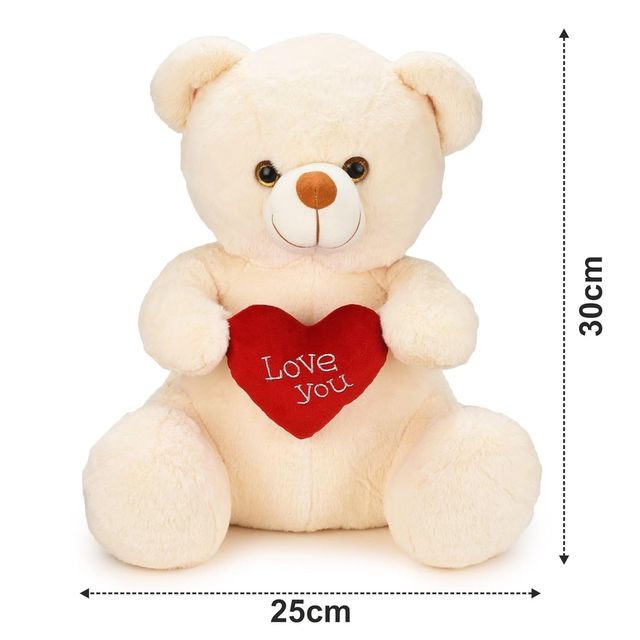 Cadbury Dairy Milk Silk Heart Shaped Valentines Chocolate Gift Box(135gms) & Webby Plush Teddy Bear With Heart | 25 Cm | Off White(1pc) Combo
