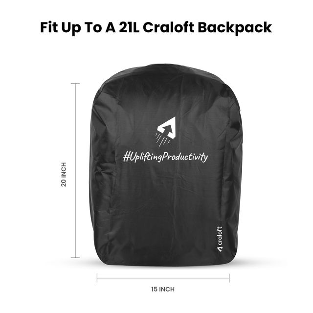 Craloft Rain Cover for Backpack & Laptop Bag with Elastic - Waterproof & Dustproof (Black)