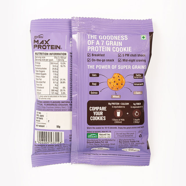 Ritebite Max Protein Cookie Choco Chips, No Maida Multigrain Premium Biscuit Cookies