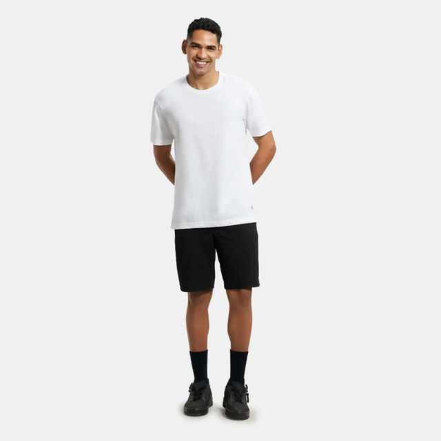 Jockey Men Cotton Rich Round Neck Half Sleeve T-shirt | White - M