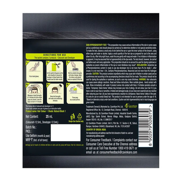 Indica Easy DIY 10 Min. Hair Color Shampoo-100% Ammonia Free, Natural Black 25 ml Combo