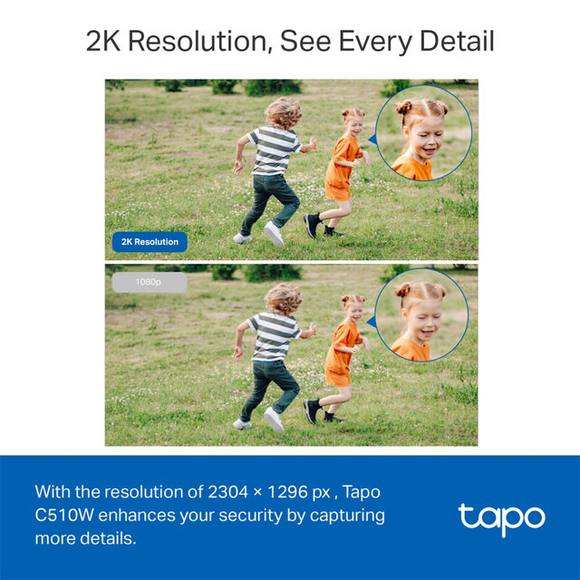 TP-Link Tapo C510W 2K 3MP 1296 Outdoor Pan/Tilt Security WiFi Camera, 360° Visual Coverage, IP65