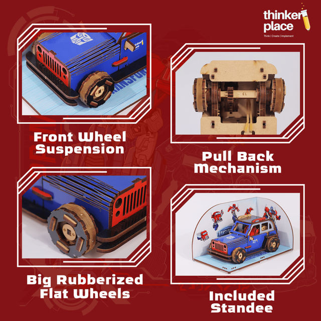 ThinkerPlace Transformers Optimus Prime Car Kit | Build, Learn & Play with Pull-Back Car (Age 8+)
