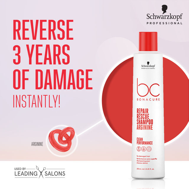 Schwarzkopf Professional Bonacure Repair Rescue Shampoo With Arginine(250ml) & Schwarzkopf Professional Bonacure Repair Rescue Conditioner With Arginine(200ml) Combo