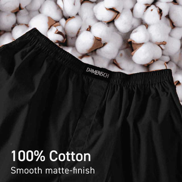 DaMENSCH Men's Cotton Boxer Shorts | Black - L