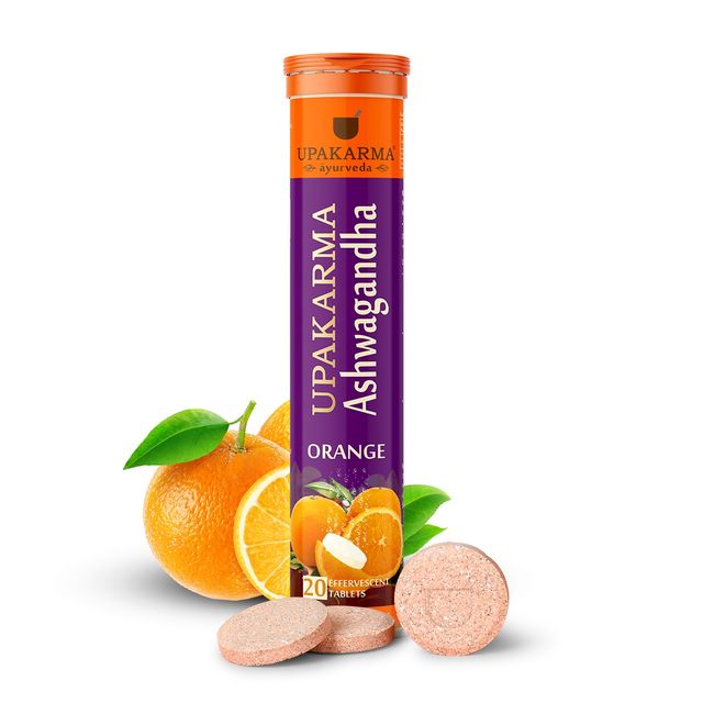 Upakarma Ashwagandha Effervescent, Orange Flavour - 20 Tablets