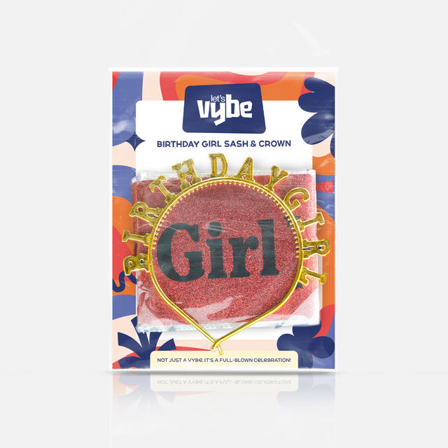 Let's Vybe Birthday Girl Sash and Crown - Assorted Color