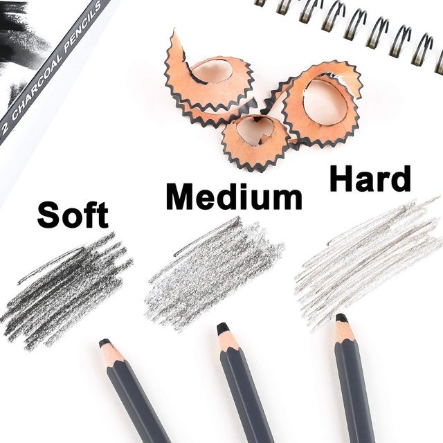 Chrome Professional Charcoal Pencils Drawing Set | 12 Pieces Soft Medium Pencils For Drawing