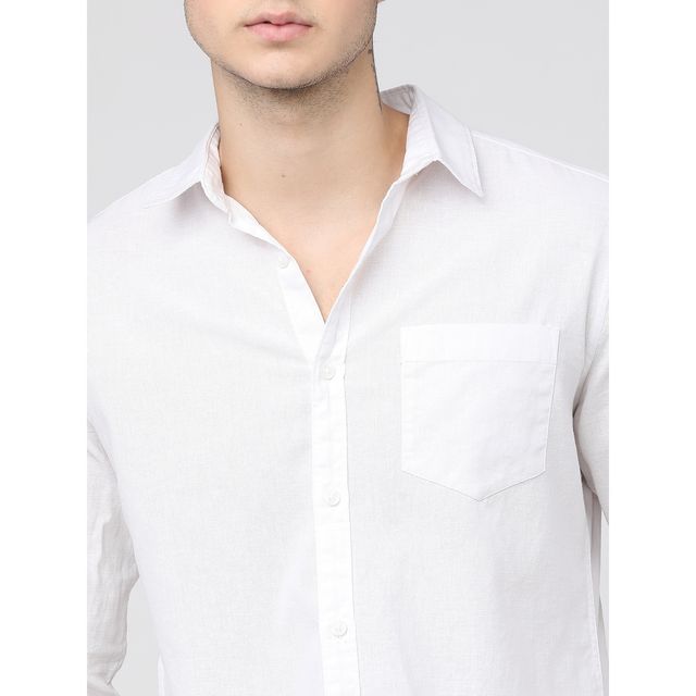 Ketch Men Solid Slim Fit Casual Cotton Shirt | White | L