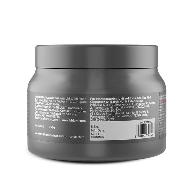 Bblunt Intense Shine Hair Mask With Rice & Silk Protein For Softer SmoOTHER & Shinier Hair 250 g X 2 Combo