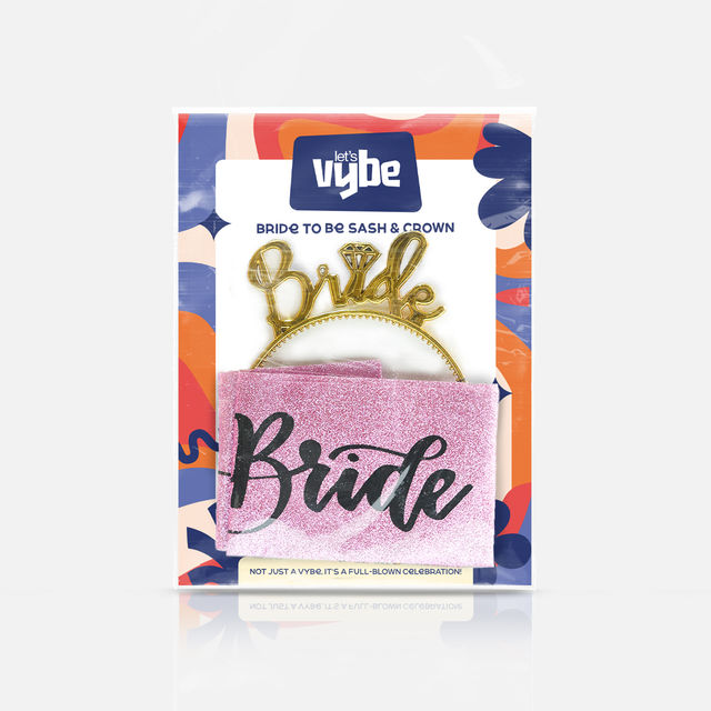 Let's Vybe Bride To Be Sash and Crown - Assorted Colors